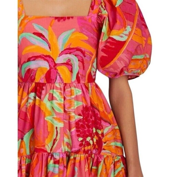 Farm Rio x Anthropologie Fruit Brush Puff Sleeve Midi Dress NWOT XS - Picture 5 of 10